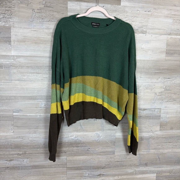 Prana Sweaters - prAna Striped Organic Cotton & Tencel Sweater - Earth Tones - Size XL